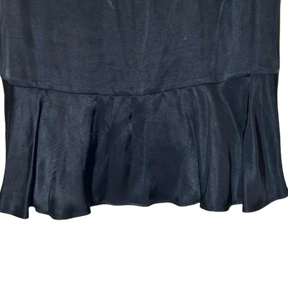 Zara Women’s Rose Embroidered Satin Knee Length Dress Black Size Small - Picture 7 of 9